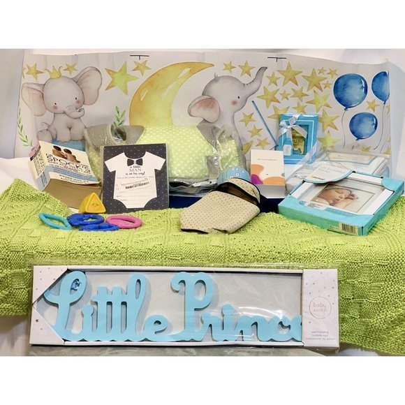 15 Piece Boy Bundle Gift Set Baby Shower Mom 2 Be Goodies Mixed Lot of NWT & GUC - Picture 1 of 12